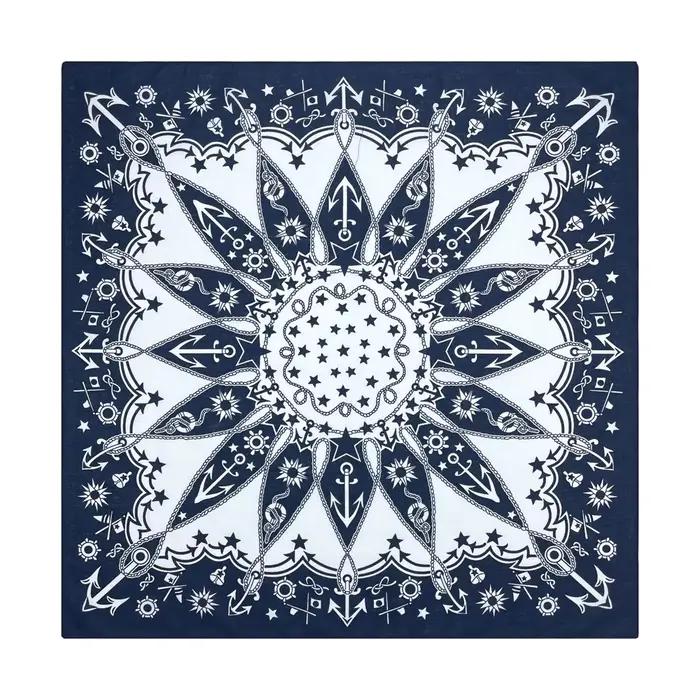 Bleu marine haute qualité Hip Hop coton carré écharpe hommes voilier nautique Bandana écharpe bandea