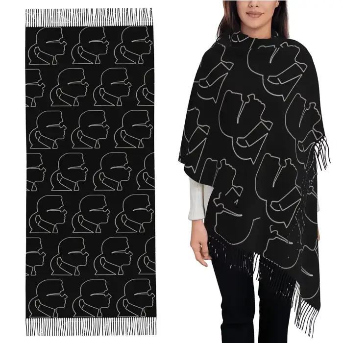 Karl Who écharpe gland foulards pour femmes doux chaud châles et enveloppes longue automne hiver châ