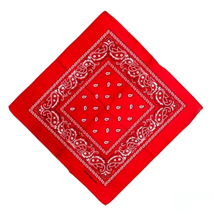 Hip Hop Cowboy Paisley écharpe grand bandana tête écharpe carrée hommes femmes 55x55 cm noir rouge b