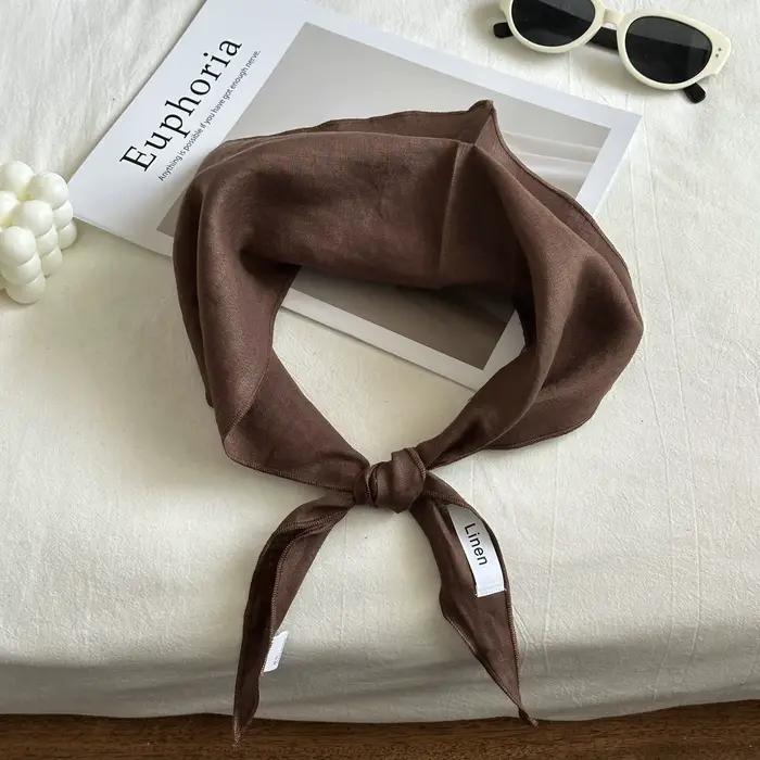 Nouveau foulard en soie solide 100% lin confortable respirant Style Mori mince Protection du cou éch