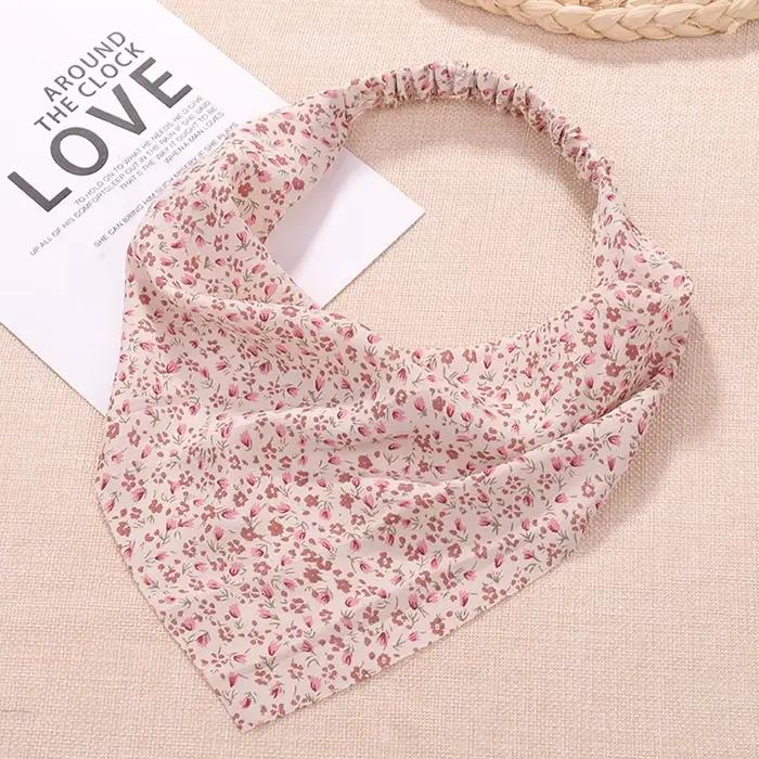 Écharpe de tête mignonne pour femmes, bandeau triangulaire en tissu, turban floral, accessoires pour