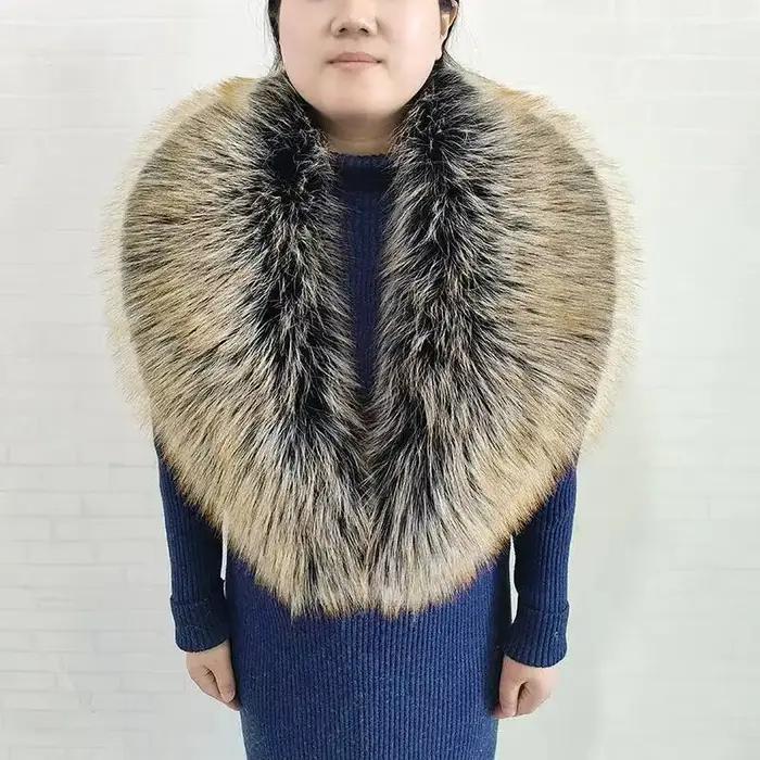 Grande écharpe d'hiver en fausse fourrure de renard pour femme, vestes chaudes et moelleuses, châle 