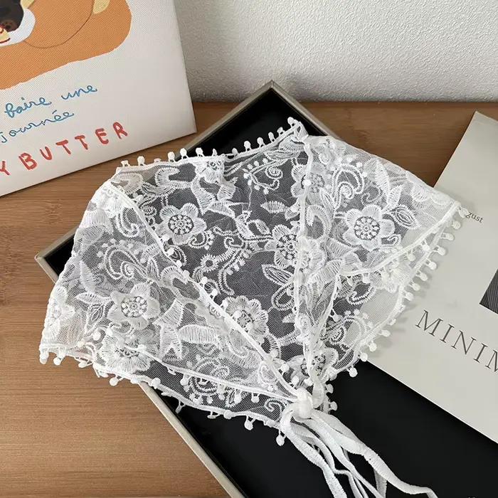 Nouveau foulard triangulaire en dentelle 2026 pour femme, style français, vintage, floral, accessoir