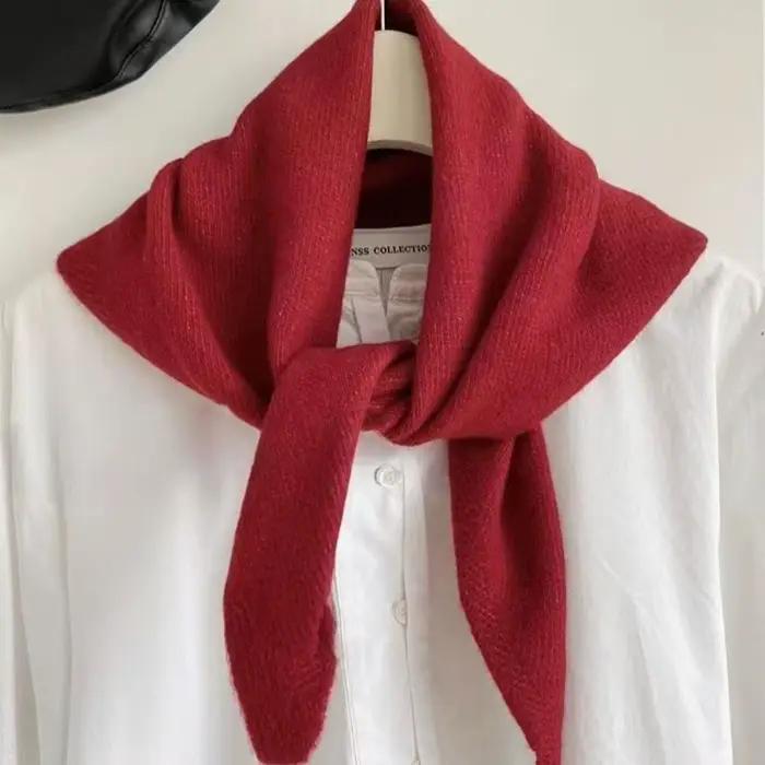 Polyvalent rayé laine tricoté Triangle écharpe femmes mode laine écharpe châle hiver chaud doux tric
