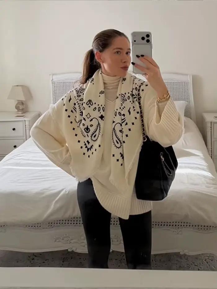 Foulard bandana vintage uni à motif cachemire pour femme, carré, avec franges, passe-partout, style 