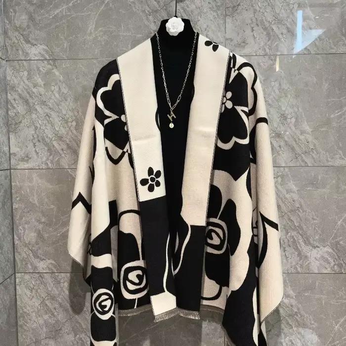 2025 nouvelles femmes élégantes fleurs doux Pashmina écharpe longue châle enveloppes automne hiver f