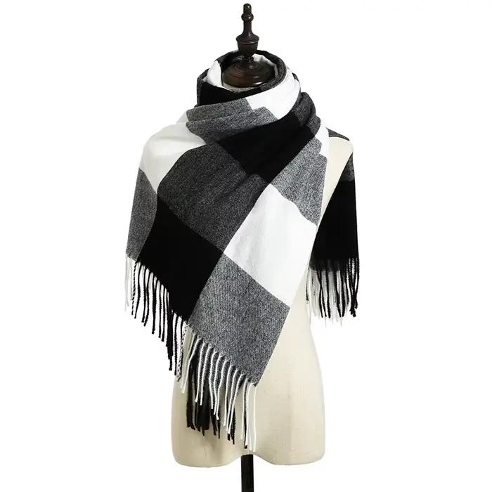 2024 Designer tricoté printemps hiver femmes écharpe plaid chaud cachemire foulards châle marque de 