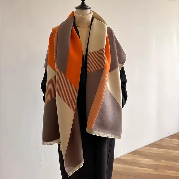 Écharpe en cachemire vintage polyvalente, garder au chaud, épaissie, nouvelle mode, hiver