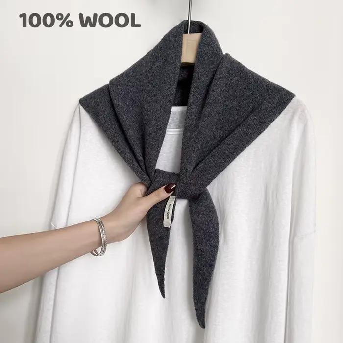 100% laine hiver écharpe pour femmes chaud triangle tricot foulards Hijab solide dame châle envelopp