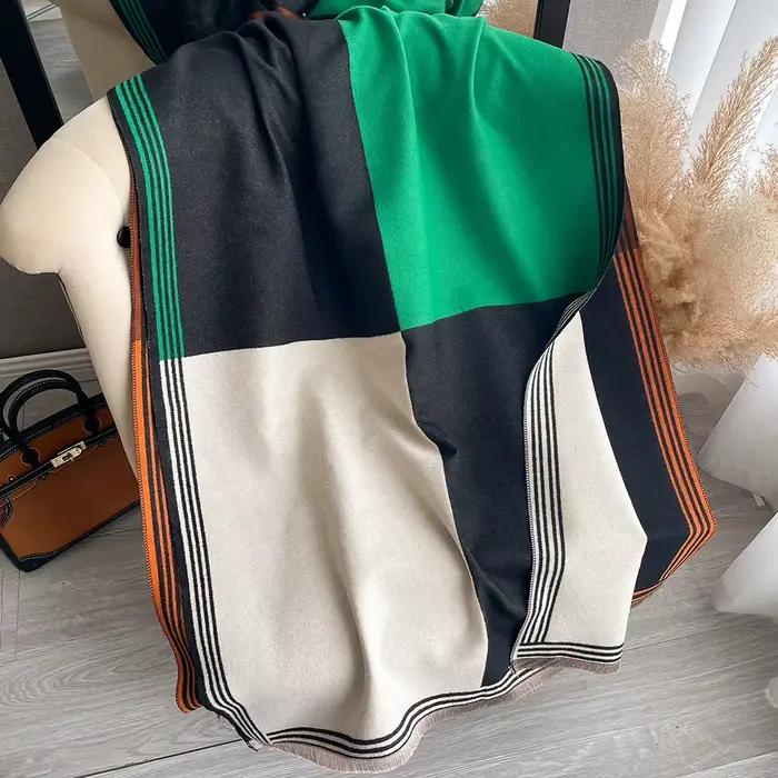 Nouveau luxe hiver écharpe femmes cachemire chaud Pashmina marque Foulard femme châles enveloppes ép
