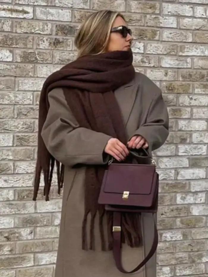 2025 femmes écharpe hiver chaud épais châle enveloppes mode couleur unie Pashmina foulards Long glan