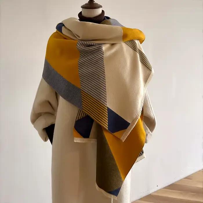 Écharpe en cachemire vintage polyvalente, garder au chaud, épaissie, nouvelle mode, hiver