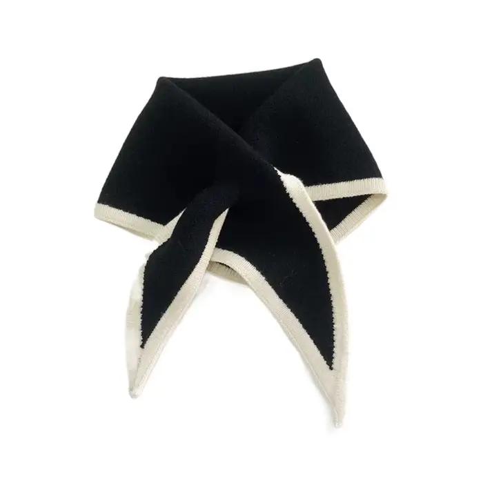 Écharpe en tricot unie douce, écharpe triangulaire, faux col chaud, protection du cou, coupe-vent, a