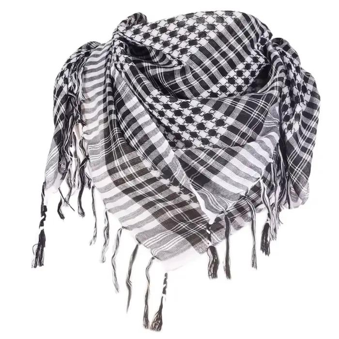Ethnique Keffiyeh foulard à franges Arafat Hijab Shemagh écharpe arabe visage couverture anti-poussi