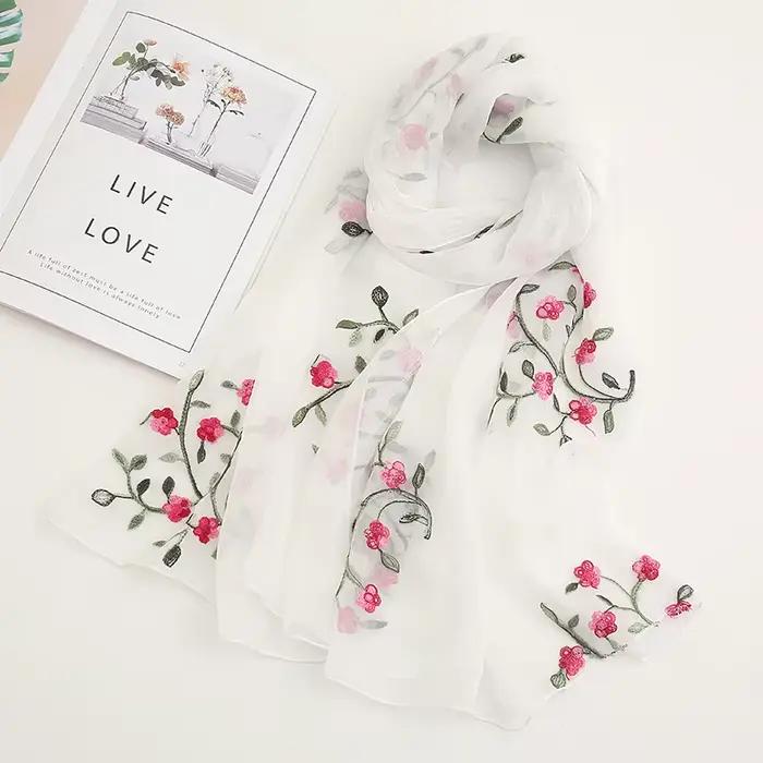 Écharpe en mousseline de soie bohème indienne pour femmes musulmanes, hijab imprimé floral, châle de