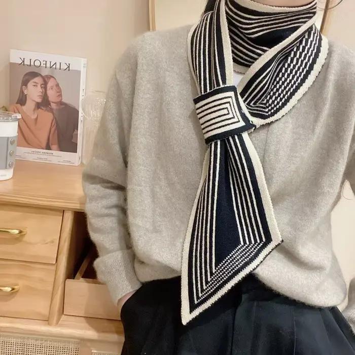 Écharpe tricotée polyvalente pour femme, écharpe classique et élégante, coréenne, à la mode, automne