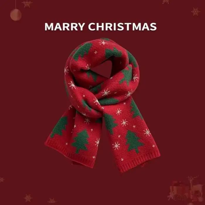 Écharpe en Faux cachemire, écharpe tricotée de noël élégante, écharpe rouge avec renne, confortable 