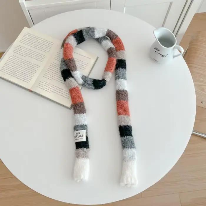 Écharpe à rayures colorées pour femmes, fine, longue et étroite, nouveau Design, écharpe décorative 