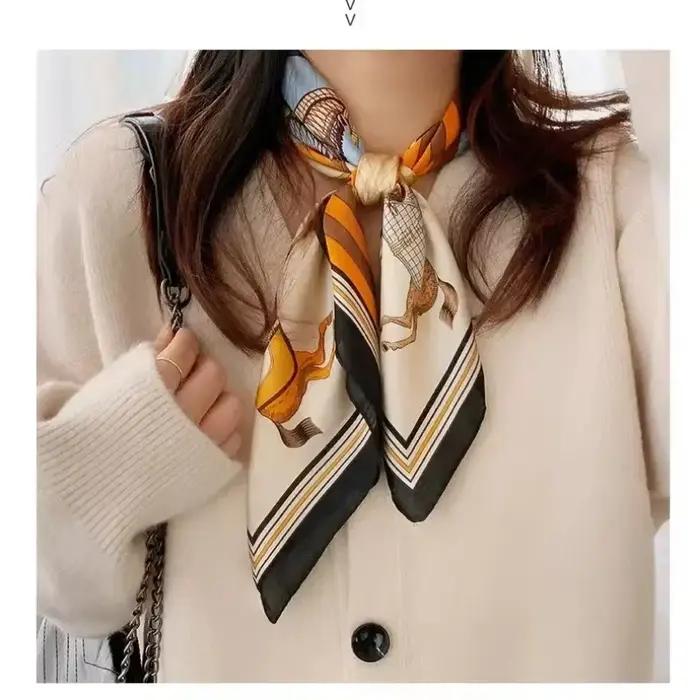 Écharpe HYKMAIYW en soie de luxe pour femmes, foulard en satin, bandana animal de compagnie pour occasions décontractées printemps été