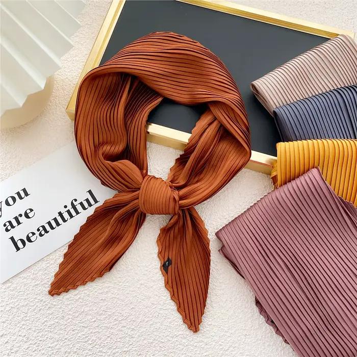 Foulard en polyester satiné solide pour femmes, accessoire de mode, bandeau de cheveux, écharpe, pour diverses occasions