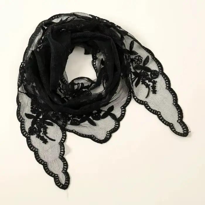 Écharpe à cheveux en dentelle tendance pour femmes, bandeaux triangulaires rétro, foulard triangulaire vintage, accessoires de coiffure élégants pour filles