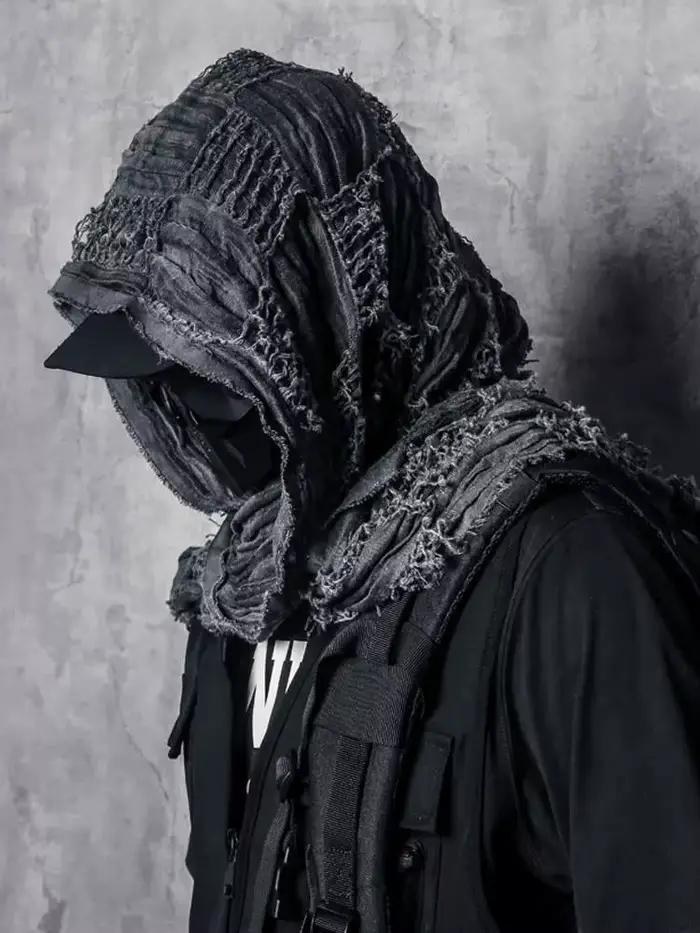 Techwear tactique Hip Hop Punk écharpe hommes femmes lavé Vintage déchiré trou Bufanda extérieur écharpes décontractées