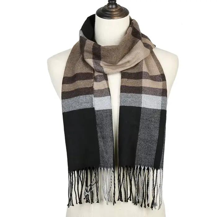 Femmes classique Plaid écharpe glands châle mince Pashmina étoles luxe Design