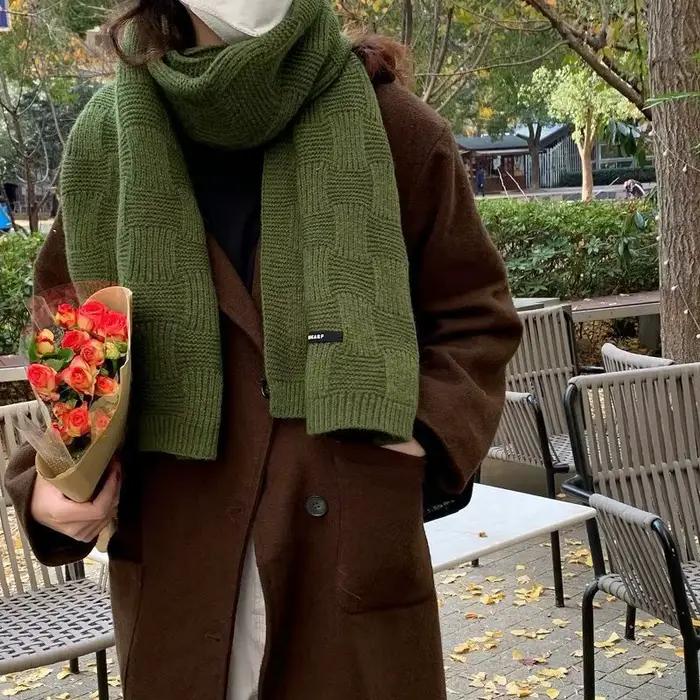 Écharpe blanche rétro verte pour femme