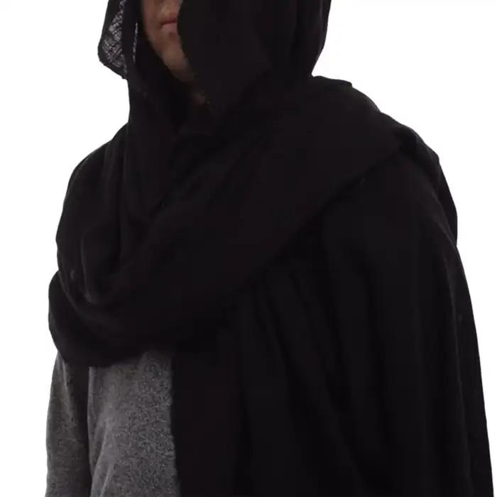 Écharpe vintage en tissu doux polyestère pour hommes, poncho à capuche, style décontracté, adaptable à quatre saisons, parfait pour les banquets médiévals et les fêtes costumées