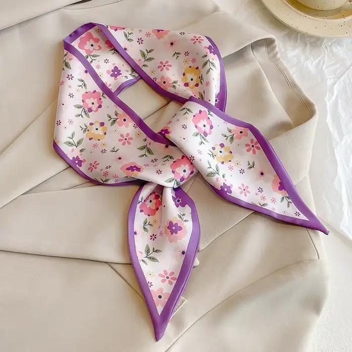 Superbe écharpe longue en soie violette pour femme