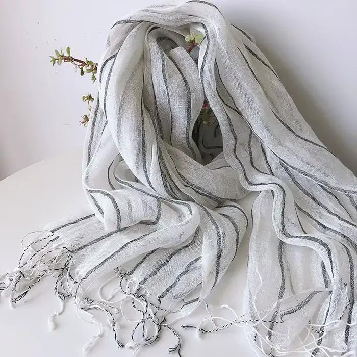 Écharpe rayée en lin, printemps/été