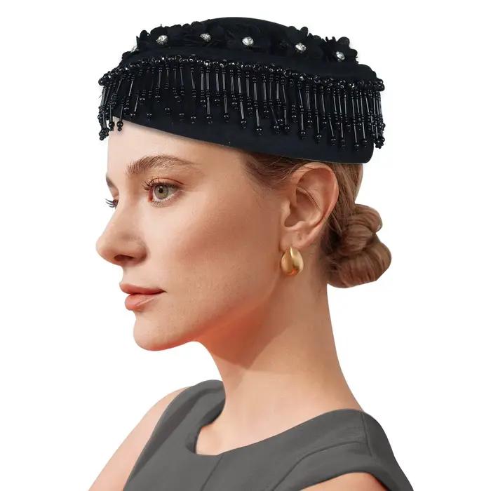 Chapeau Turban en feutre Vintage pour femmes
