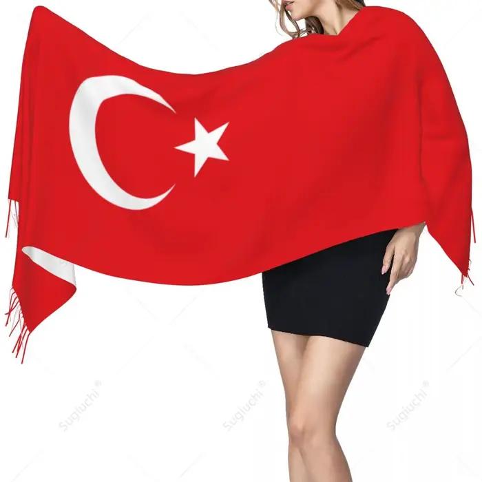 Turquie Turkiye drapeau turc écharpe Pashmina foulards chauds châle enveloppement Hijab printemps hiver multifonction unisexe