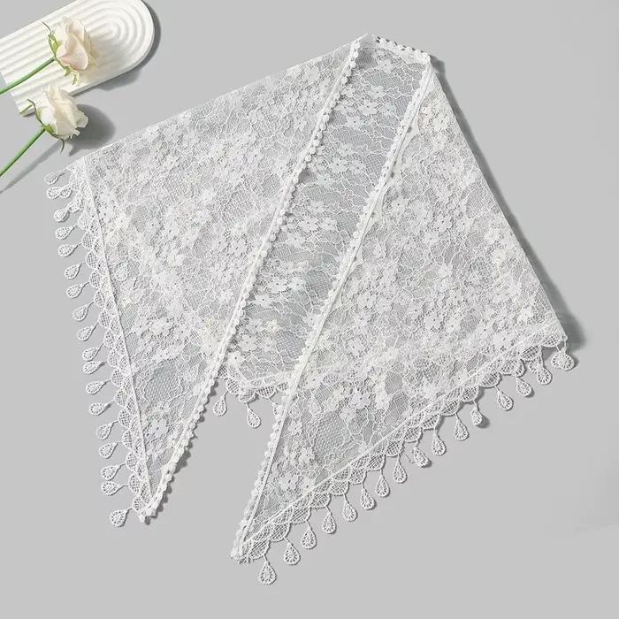Foulard de tête vintage en dentelle à fleurs