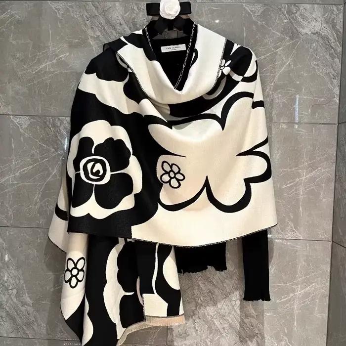 2025 nouvelles femmes élégantes fleurs doux Pashmina écharpe longue châle enveloppes automne hiver foulard printemps