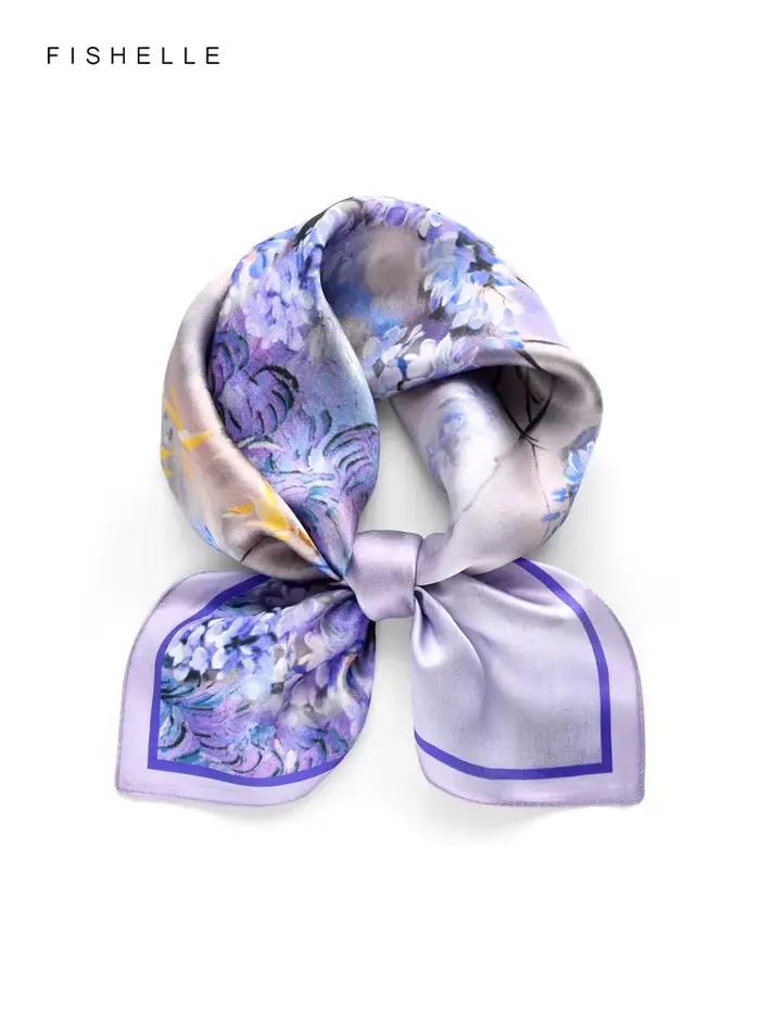 Foulard Carré en Satin de Soie 100% Naturelle pour Femme