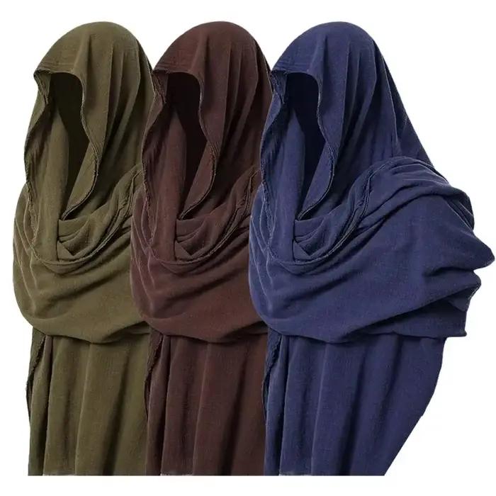 Écharpe vintage en tissu doux polyestère pour hommes, poncho à capuche, style décontracté, adaptable à quatre saisons, parfait pour les banquets médiévals et les fêtes costumées