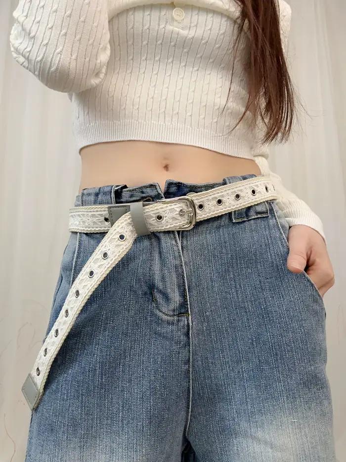 Ceinture en toile vintage avec dentelle pour femme