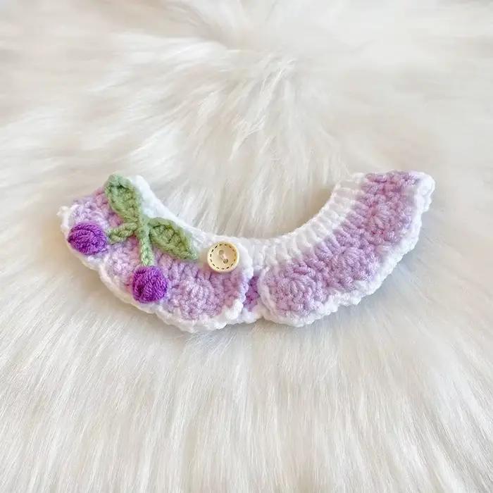 Collier en Crochet pour animaux de compagnie, écharpe pour chat, écharpe pour chien, Style princesse mignon, accessoires faits à la main pour animaux de compagnie, adaptés aux petits chiens et aux cha
