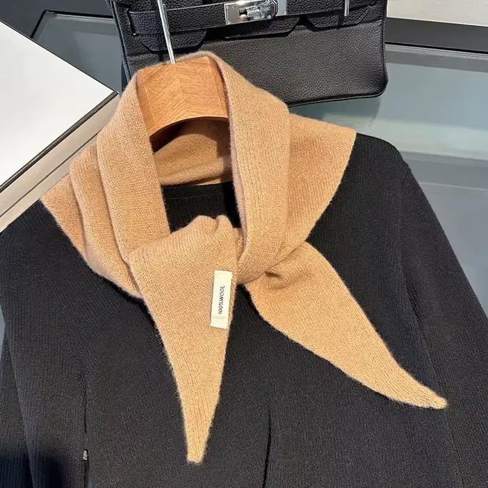 Écharpe rouge en laine pour femme, élégante et chaude, triangle doux, col Pashmina, nouvelle collection hiver, pour femmes modernes, mode et décontracté