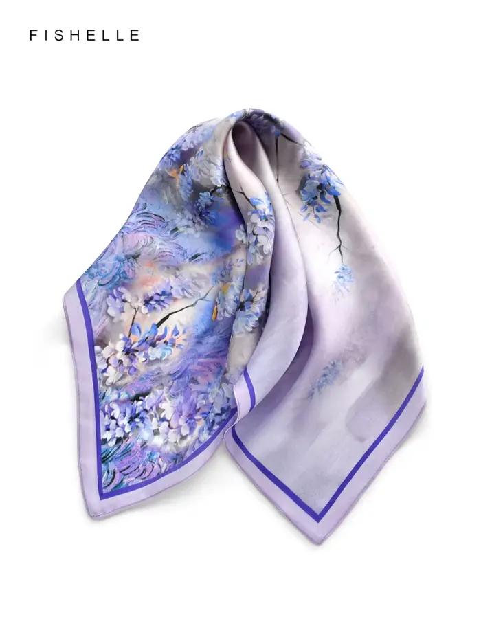 Foulard Carré en Satin de Soie 100% Naturelle pour Femme