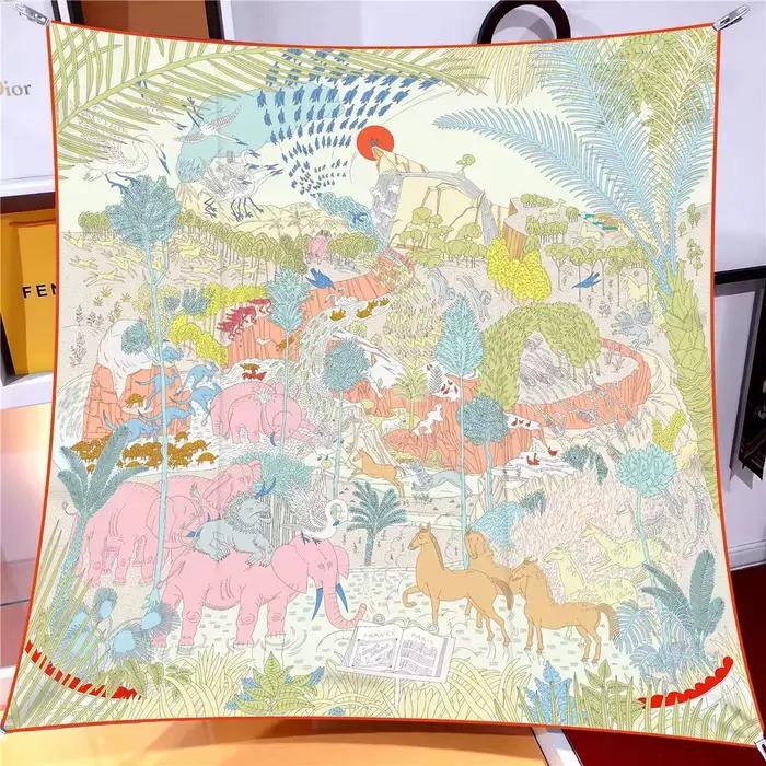 Foulard en soie rétro français 90x90