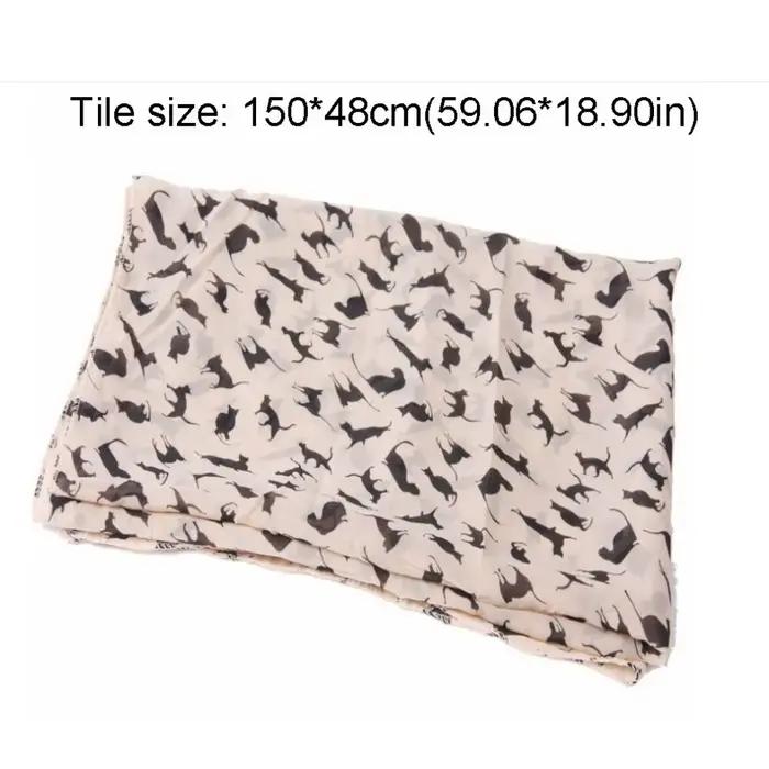 Écharpe en mousseline de soie imprimée chaton, écharpe colorée pour femmes, cadeau mode, accessoire hiver, style décontracté