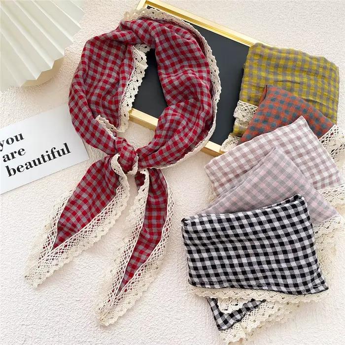Écharpes en coton triangle losange pour femmes et filles