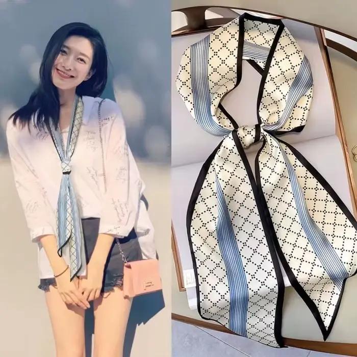 Nouveau Long foulard en soie Style coréen imprimé élégant