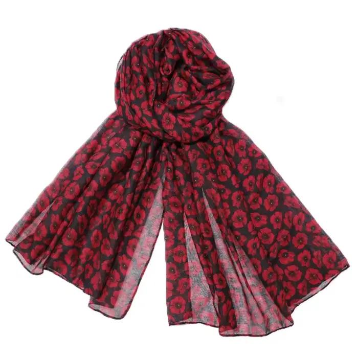 Foulard à imprimé coquelicot pour femme style mode polyester multicolore adaptable toutes saisons décontracté à offrir occassions spéciales