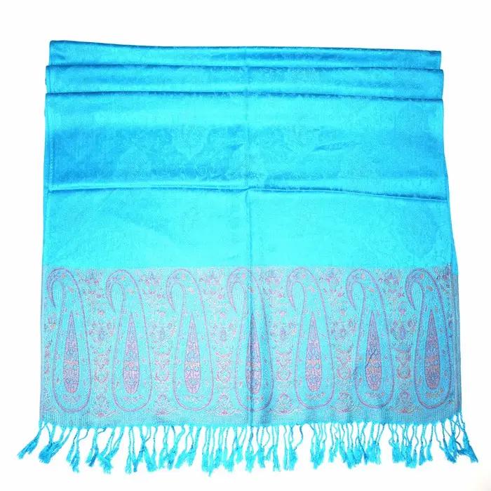 De l'inde écharpe Paisley Tippet surdimensionné ethnique Bufandas 100% coton hiver foulards Turquoise mode