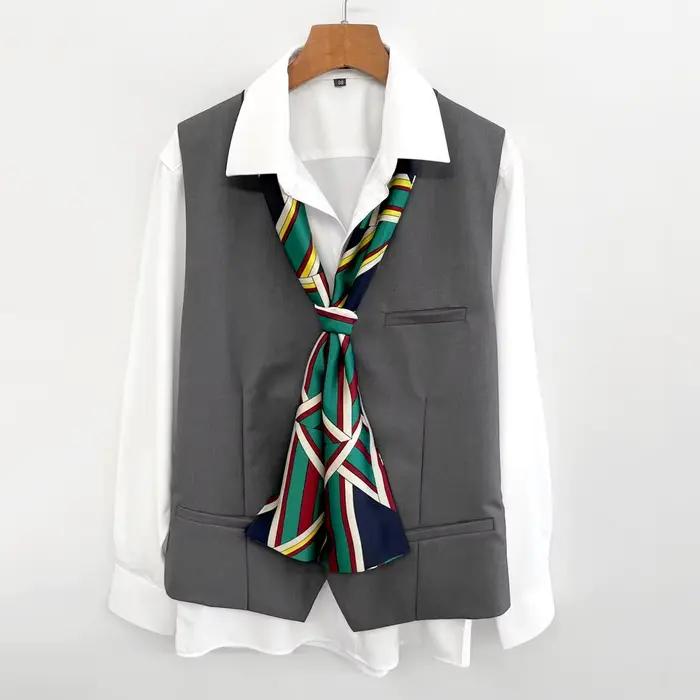 Écharpe pour hommes printemps été costume col de chemise superposition longue rétro mode cou