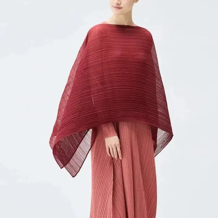 Miyake écharpe plissée femme léger luxe Premium Cape châle longue Section polyvalent ensemble d'écharpe de tête vêtements multiples sweat à capuche 80 cm