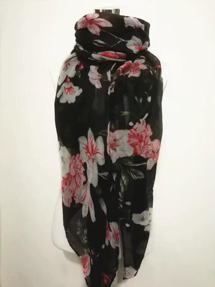 Mode floral long châle écharpe chaude pour les femmes Bandana